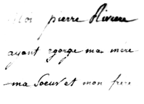Pierre Riviere's handwriting